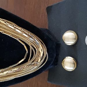VINTAGE AVON GOLDEN NECKLACE AND EARRINGS SET